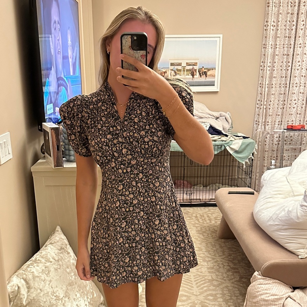 Floral Puff Sleeve Mini Dress